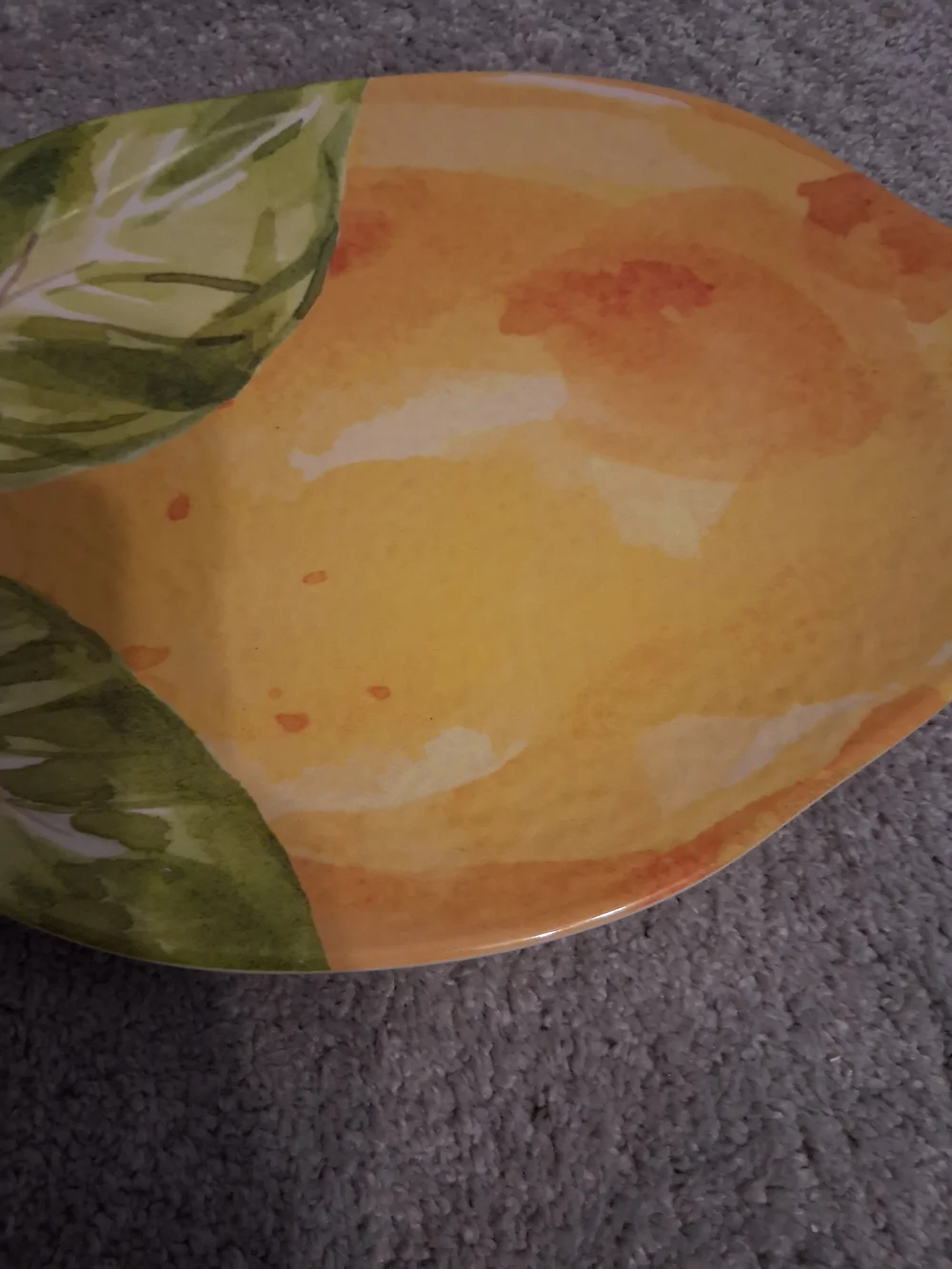 Yellow Lemon-Shaped Ceramic Serving Platter by